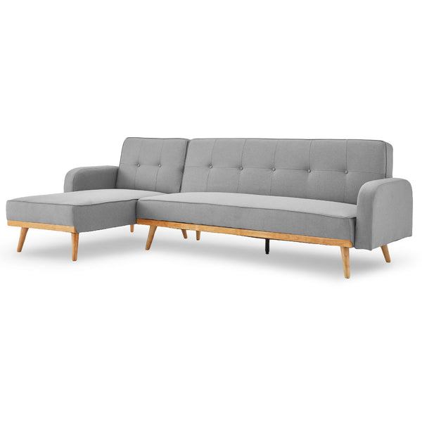 Sarantino 3-Seater Corner Sofa Bed with Chaise Lounge - Light Grey Sarantino