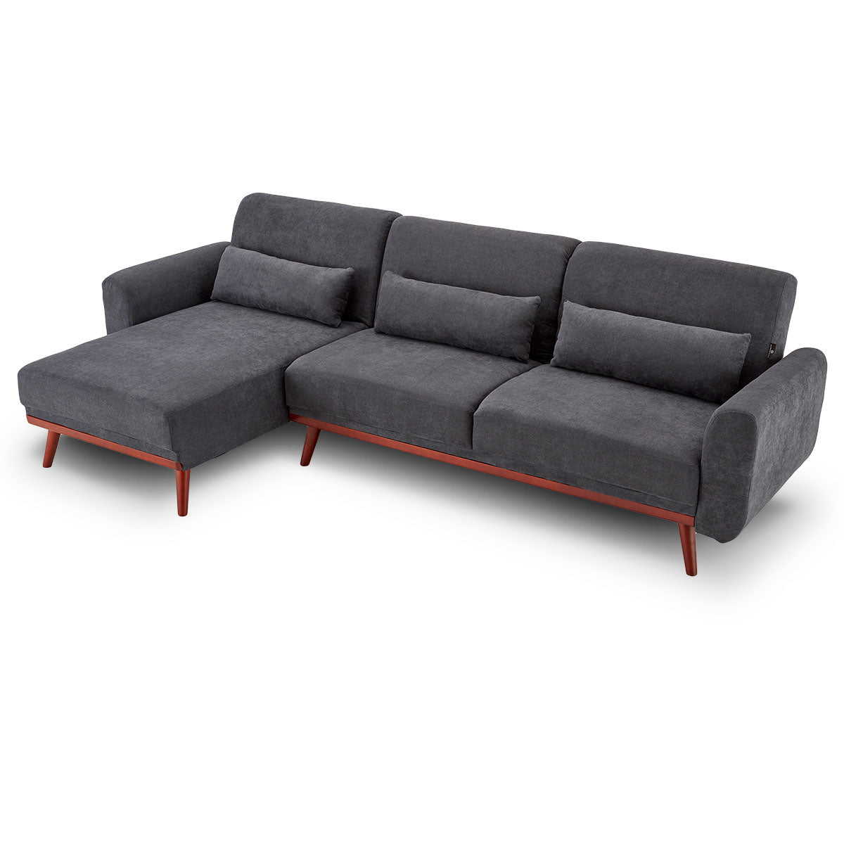 Sarantino Faux Velvet Sofa Bed Couch Lounge Chaise Cushions Dark Grey Sarantino