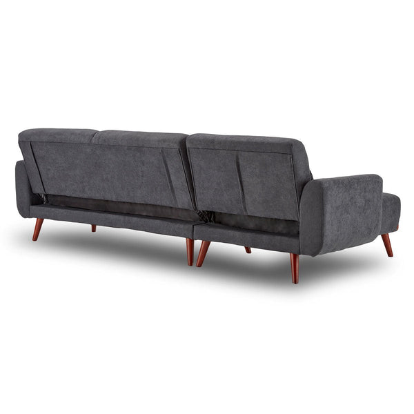 Sarantino Faux Velvet Sofa Bed Couch Lounge Chaise Cushions Dark Grey Sarantino