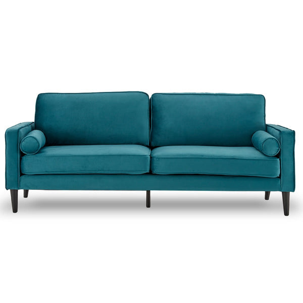 Sarantino Faux Velvet Sofa Bed Couch Furniture Lounge Suite Seat Blue Sarantino