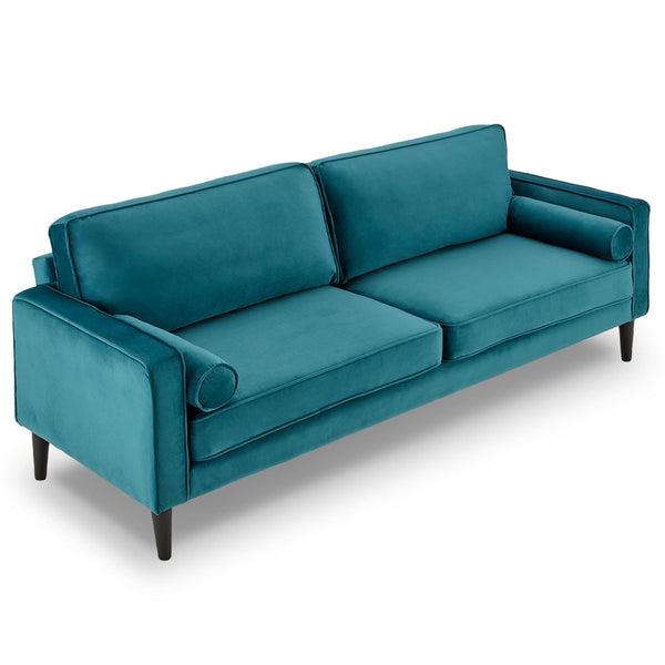 Sarantino Faux Velvet Sofa Bed Couch Furniture Lounge Suite Seat Blue Sarantino