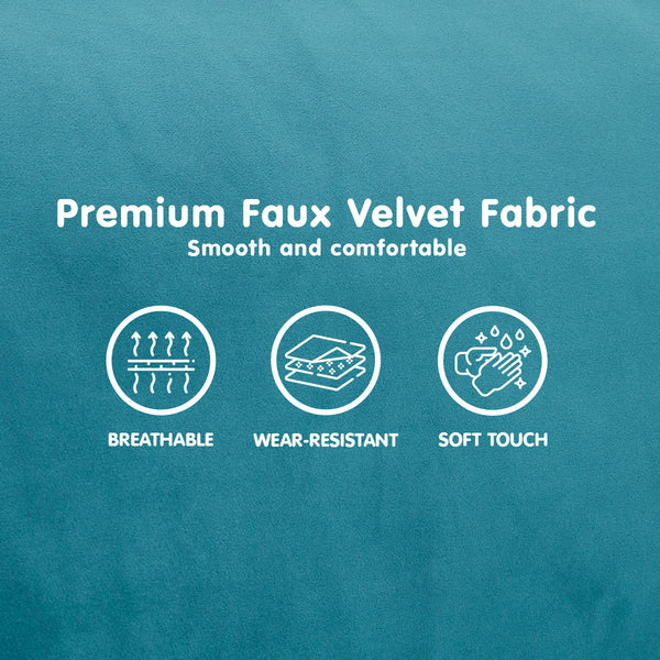 Sarantino Faux Velvet Sofa Bed Couch Furniture Lounge Suite Seat Blue Sarantino