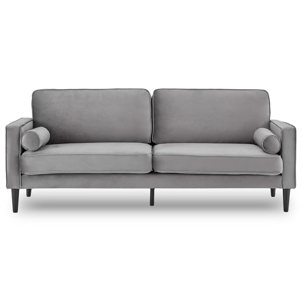 Sarantino Faux Velvet Sofa Bed Couch Furniture Lounge Suite Seat Grey Sarantino