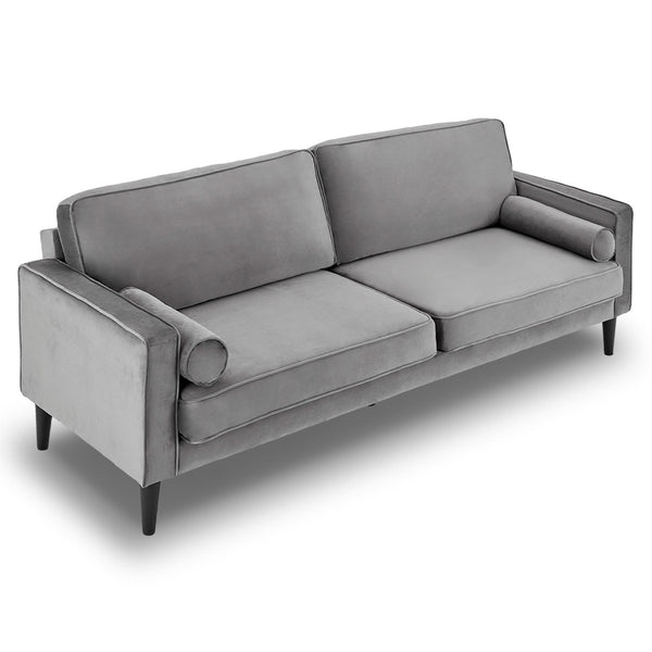 Sarantino Faux Velvet Sofa Bed Couch Furniture Lounge Suite Seat Grey Sarantino