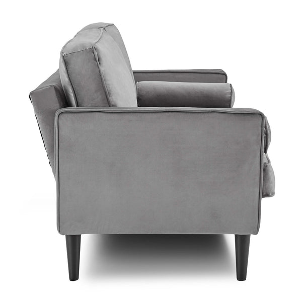 Sarantino Faux Velvet Sofa Bed Couch Furniture Lounge Suite Seat Grey Sarantino