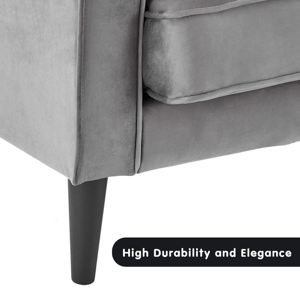 Sarantino Faux Velvet Sofa Bed Couch Furniture Lounge Suite Seat Grey Sarantino