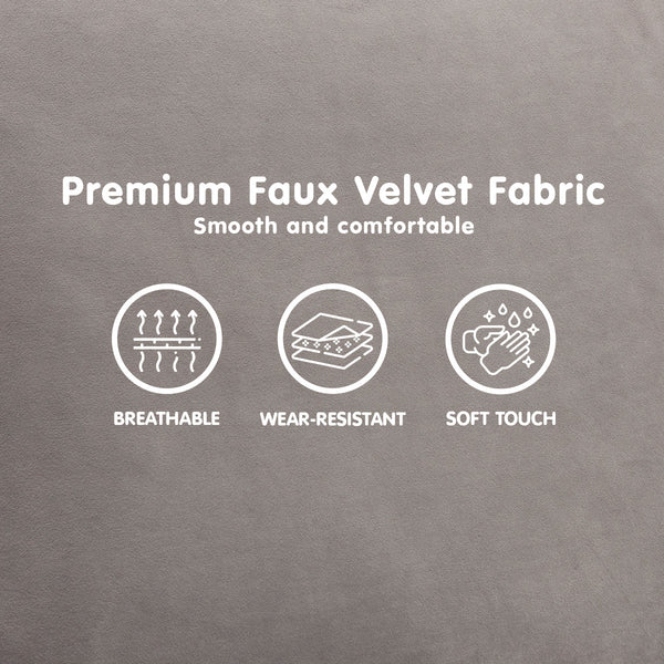 Sarantino Faux Velvet Sofa Bed Couch Furniture Lounge Suite Seat Grey Sarantino