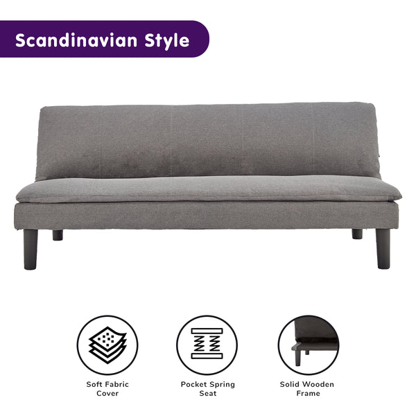 Sarantino 3 Seater Modular Faux Linen Fabric Sofa Bed Couch -Dark Grey Sarantino