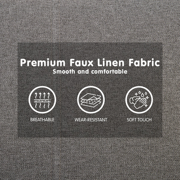 Sarantino 3 Seater Modular Faux Linen Fabric Sofa Bed Couch -Dark Grey Sarantino