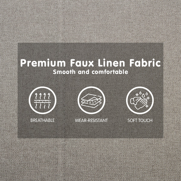 Sarantino 3 Seater Modular Faux Linen Fabric Sofa Bed Couch Light Grey Sarantino