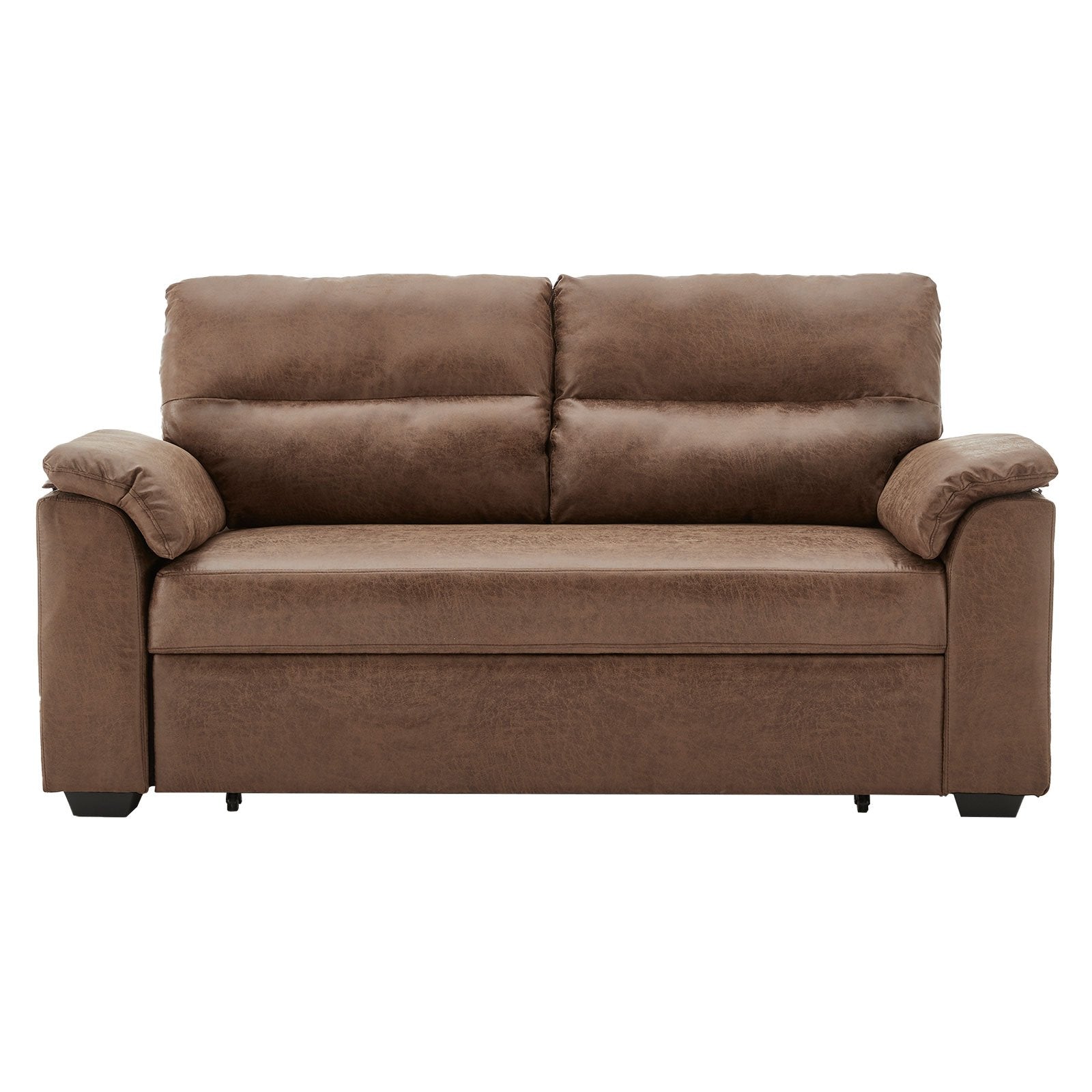 Sarantino Distressed Fabric Sofa Bed Couch Lounge - Brown Sarantino