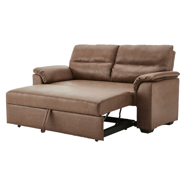 Sarantino Distressed Fabric Sofa Bed Couch Lounge - Brown Sarantino