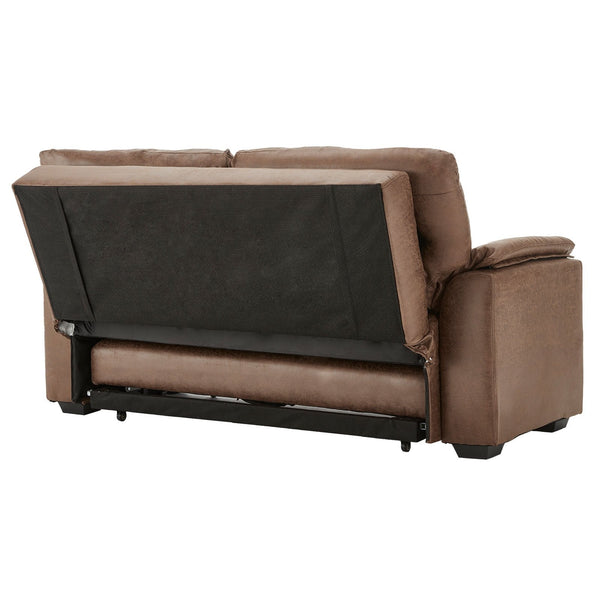 Sarantino Distressed Fabric Sofa Bed Couch Lounge - Brown Sarantino