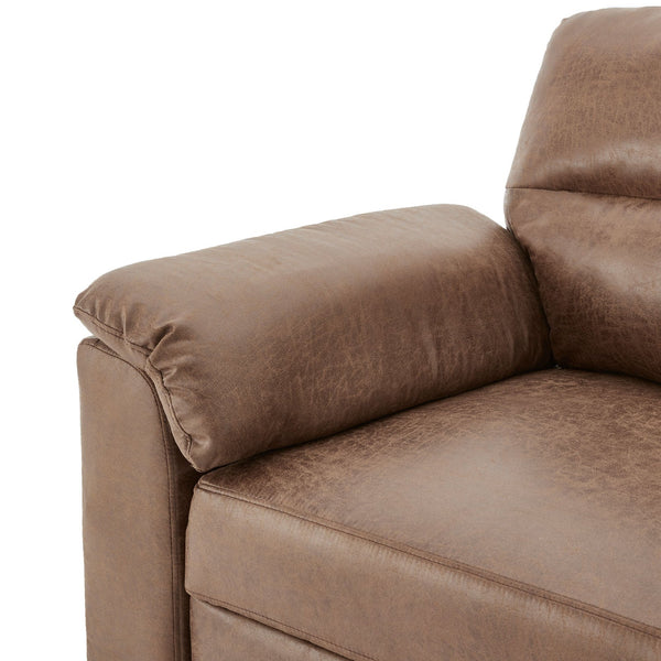 Sarantino Distressed Fabric Sofa Bed Couch Lounge - Brown Sarantino