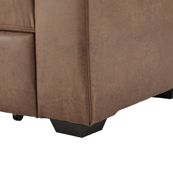 Sarantino Distressed Fabric Sofa Bed Couch Lounge - Brown Sarantino