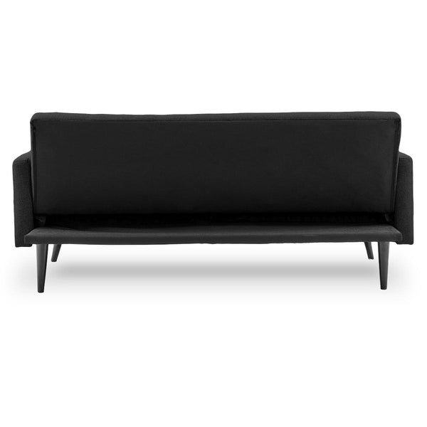 Sarantino Tufted Faux Linen 3-Seater Sofa Bed with Armrests - Black Sarantino