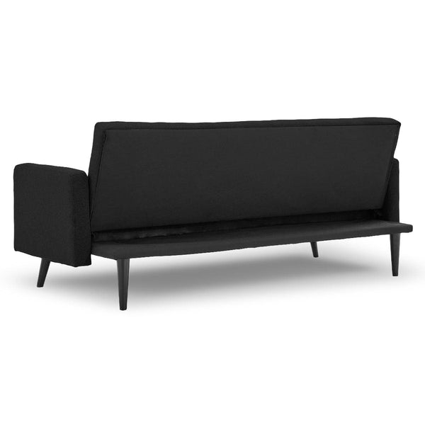 Sarantino Tufted Faux Linen 3-Seater Sofa Bed with Armrests - Black Sarantino