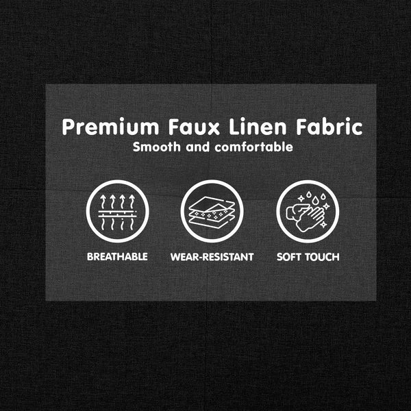 Sarantino Tufted Faux Linen 3-Seater Sofa Bed with Armrests - Black Sarantino