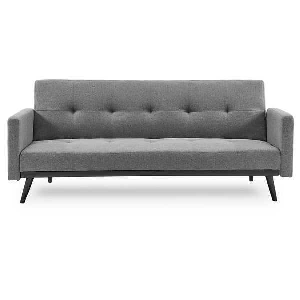 Sarantino Tufted Faux Linen 3-Seater Sofa Bed with Armrests - Light Grey Sarantino