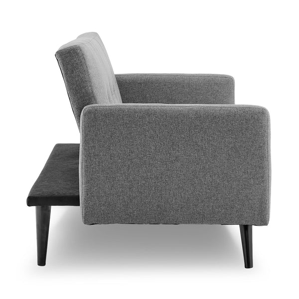 Sarantino Tufted Faux Linen 3-Seater Sofa Bed with Armrests - Light Grey Sarantino