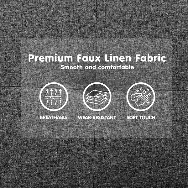 Sarantino Tufted Faux Linen 3-Seater Sofa Bed with Armrests - Light Grey Sarantino