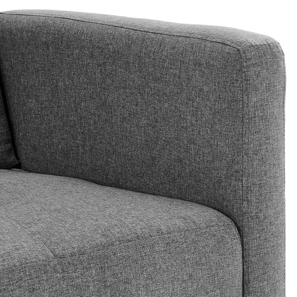 Sarantino Tufted Faux Linen 3-Seater Sofa Bed with Armrests - Light Grey Sarantino