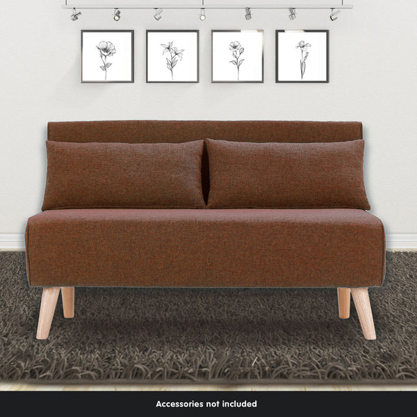 Sarantino 2-Seater Adjustable Sofa Bed Lounge Faux Linen - Brown Sarantino