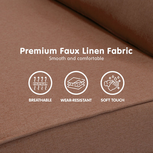 Sarantino 2-Seater Adjustable Sofa Bed Lounge Faux Linen - Brown Sarantino