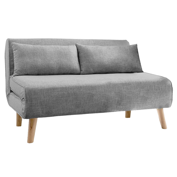 Sarantino 2-Seater Adjustable Sofa Bed Lounge Faux Linen - Grey Sarantino