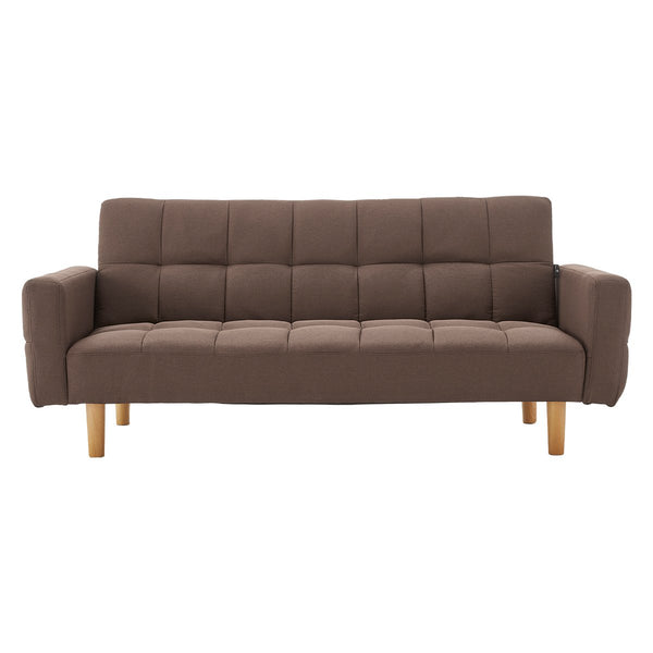 Sarantino 3-Seater Fabric Sofa Bed Futon - Brown Sarantino