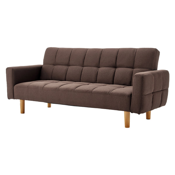 Sarantino 3-Seater Fabric Sofa Bed Futon - Brown Sarantino