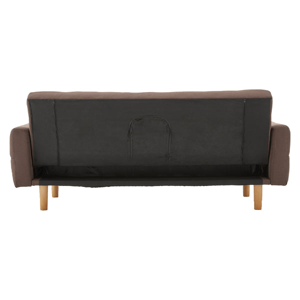 Sarantino 3-Seater Fabric Sofa Bed Futon - Brown Sarantino