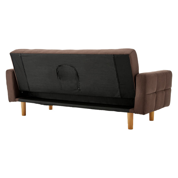 Sarantino 3-Seater Fabric Sofa Bed Futon - Brown Sarantino