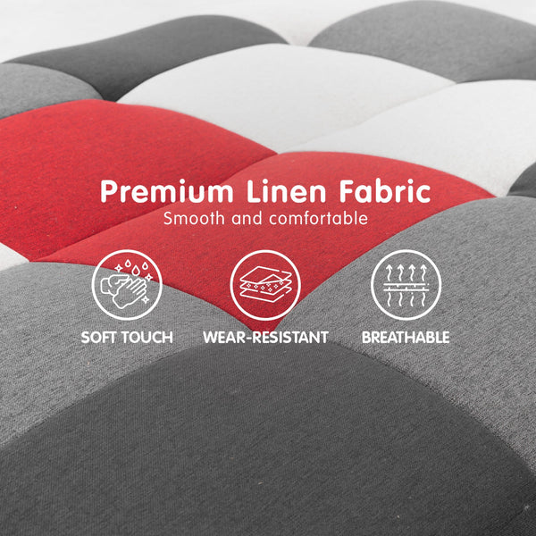 Sarantino 3 Seater Modular Linen Fabric Wood Sofa Bed Couch - Multi-colour Sarantino