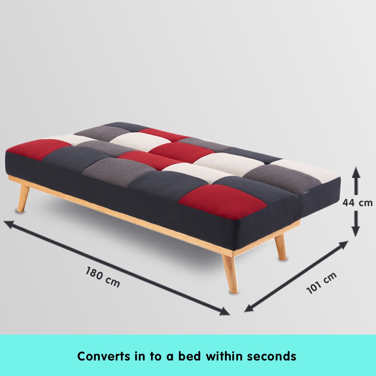 Sarantino 3 Seater Modular Linen Fabric Wood Sofa Bed Couch - Multi-colour Sarantino