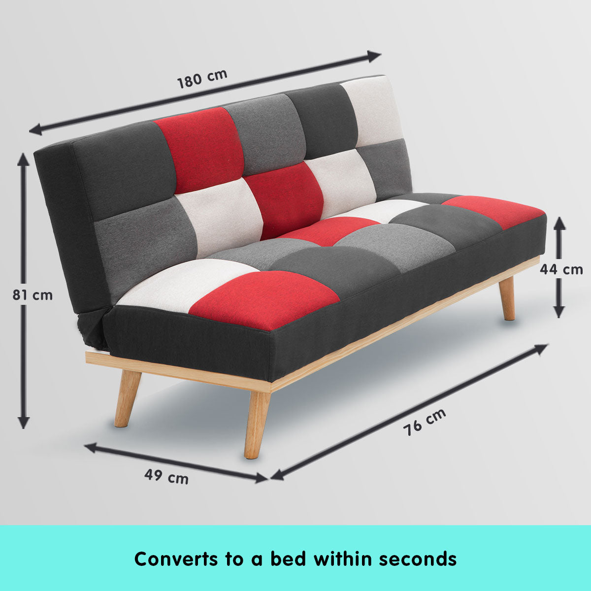 Sarantino 3 Seater Modular Linen Fabric Wood Sofa Bed Couch - Multi-colour Sarantino