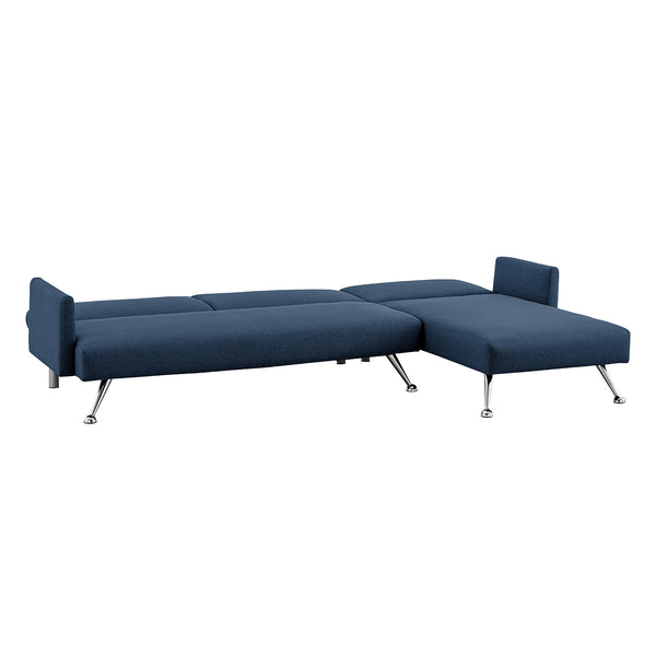 Sarantino Mia 3-Seater Sofa Bed with Chaise & 3 Pillows - Blue Sarantino