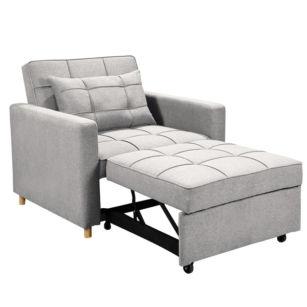 Sarantino Suri 3-in-1 Convertible Sofa Chair Bed Lounger - Light Grey Sarantino