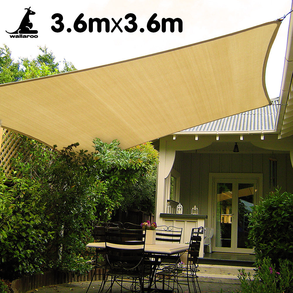 Wallaroo Square Shade Sail 3.6m x 3.6m - Sand Wallaroo