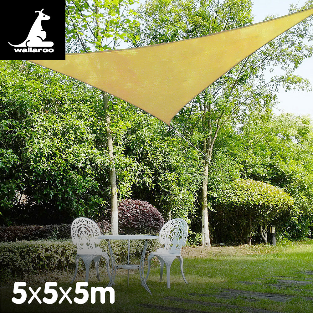 Wallaroo Triangle Shade Sail 5m x 5m x 5m - Sand Wallaroo