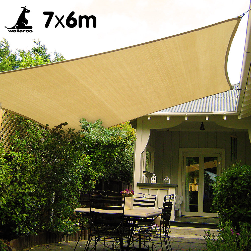 Wallaroo Rectangular Shade Sail 7m x 6m - Sand Wallaroo