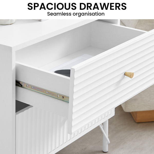 Sarantino Diego Bedside Table Night Stand With 2 Drawers - White Sarantino