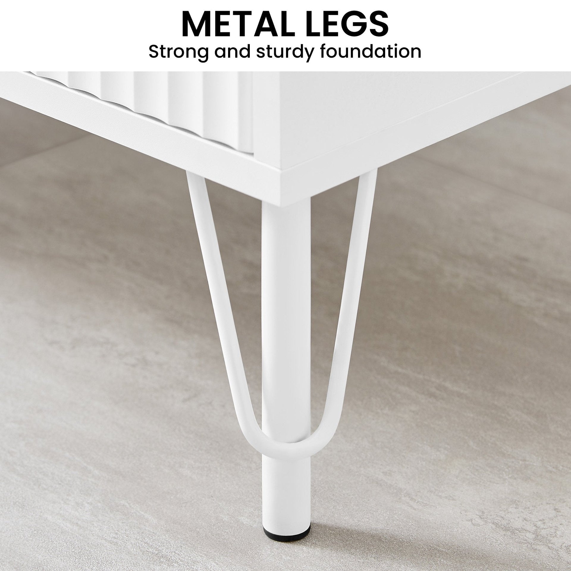 Sarantino Diego Bedside Table Night Stand With 2 Drawers - White Sarantino