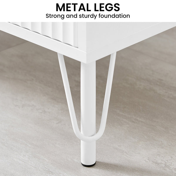 Sarantino Diego Bedside Table Night Stand With 2 Drawers - White Sarantino