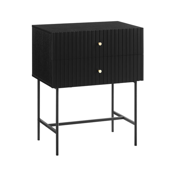 Sarantino Arden Fluted 2-drawer Bedside Table Night Stand - Black Sarantino
