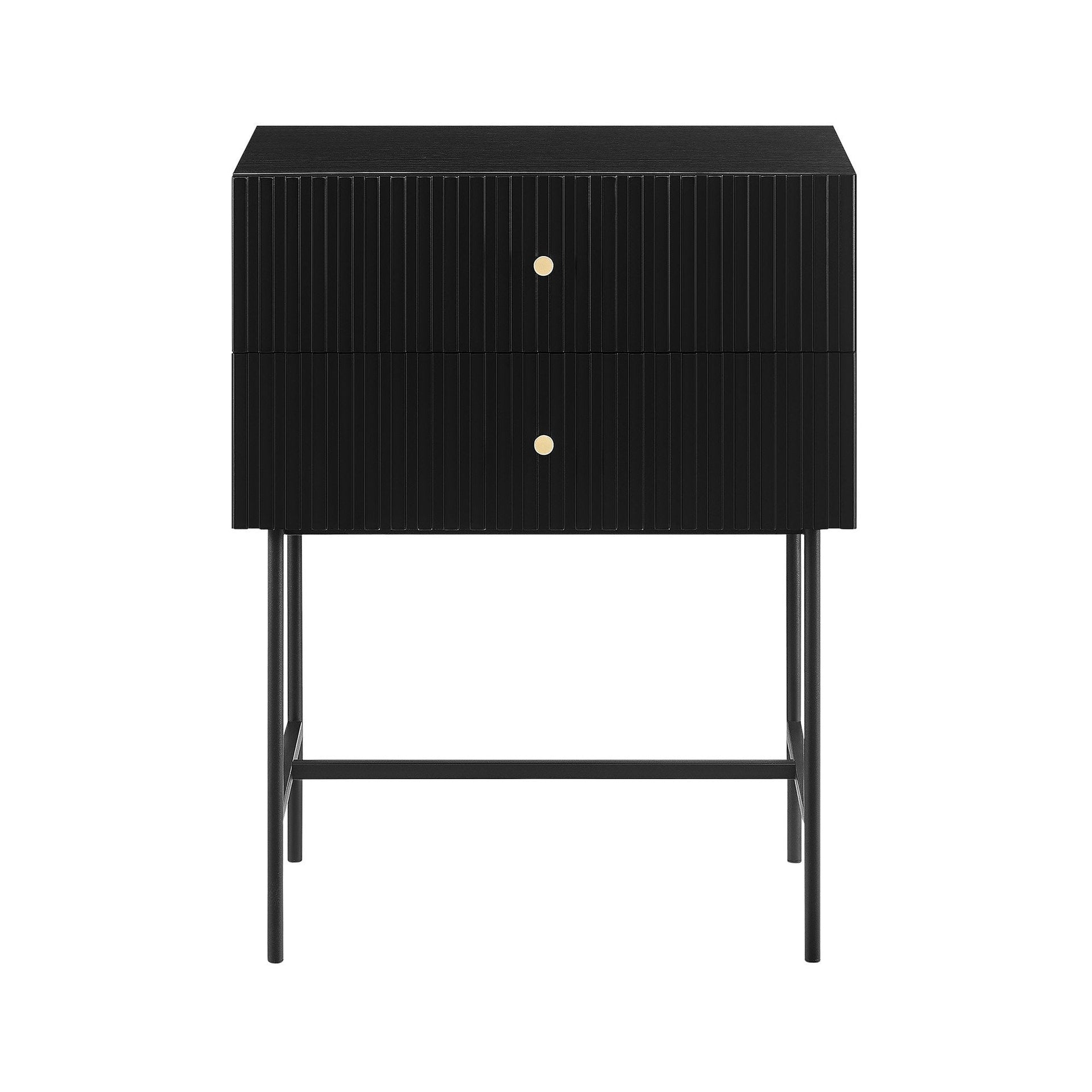 Sarantino Arden Fluted 2-drawer Bedside Table Night Stand - Black Sarantino