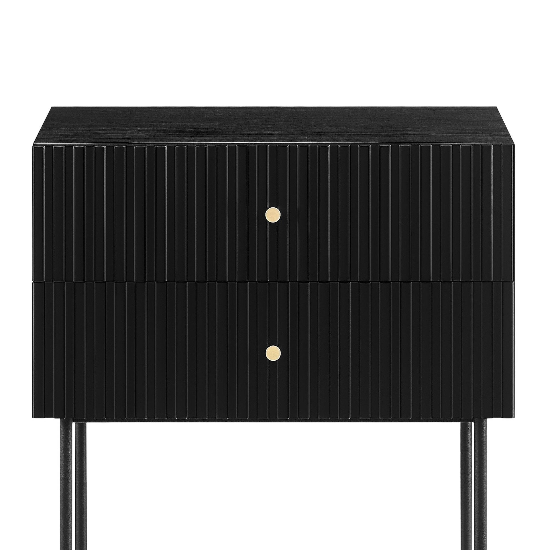 Sarantino Arden Fluted 2-drawer Bedside Table Night Stand - Black Sarantino