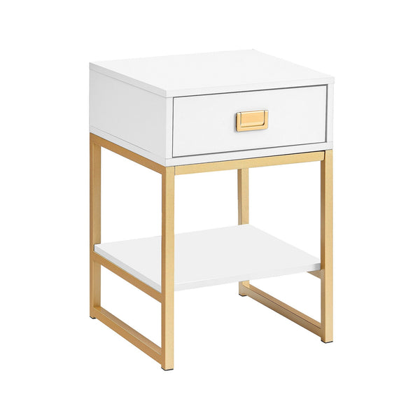 Sarantino Alessia Bedside Table In White/gold Sarantino