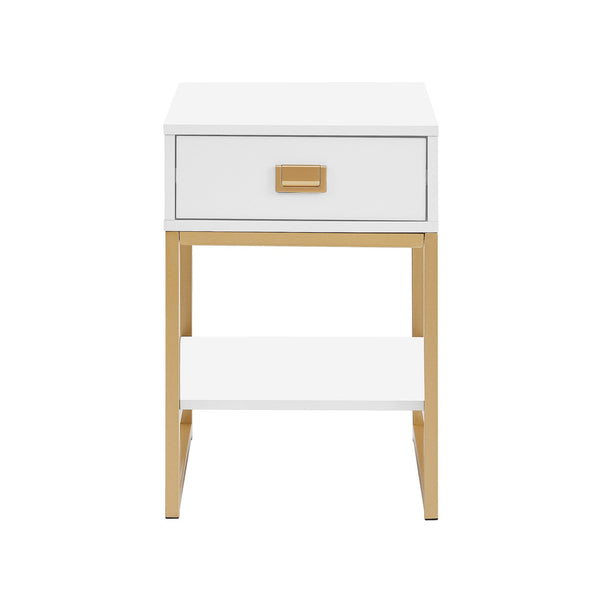 Sarantino Alessia Bedside Table In White/gold Sarantino