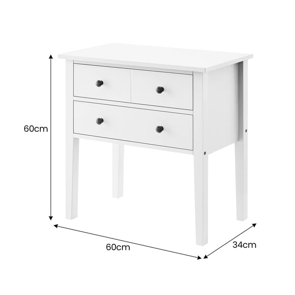 Sarantino Sven Bedside Table Night Stand - White Sarantino